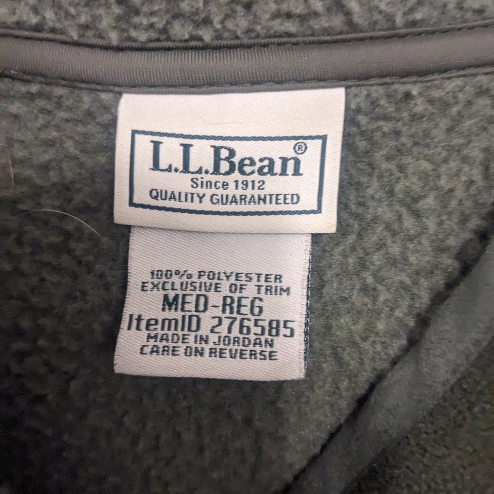 L.L. Bean Dark Green Fleece Coat - Picture 4 of 5
